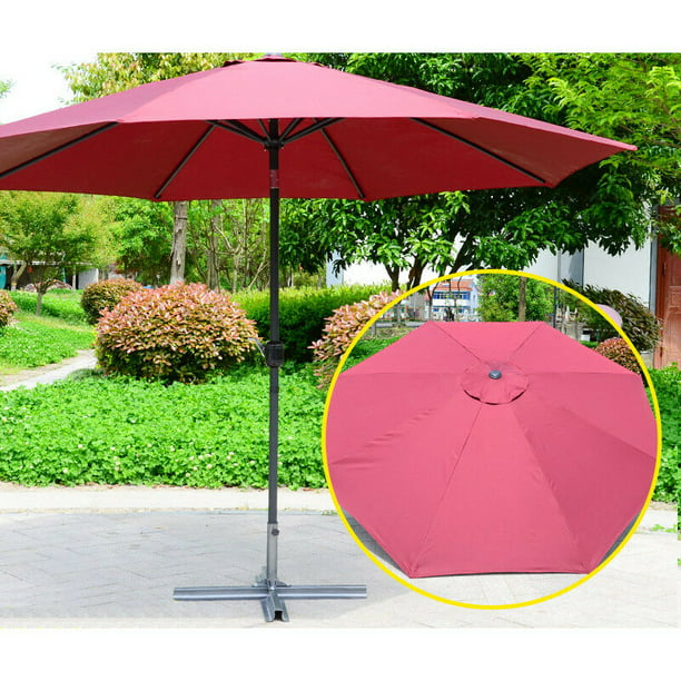 Adjustable Round Garden Parasol 2.7M Umbrella Sun Shade Outdoor Patio Beach+Base